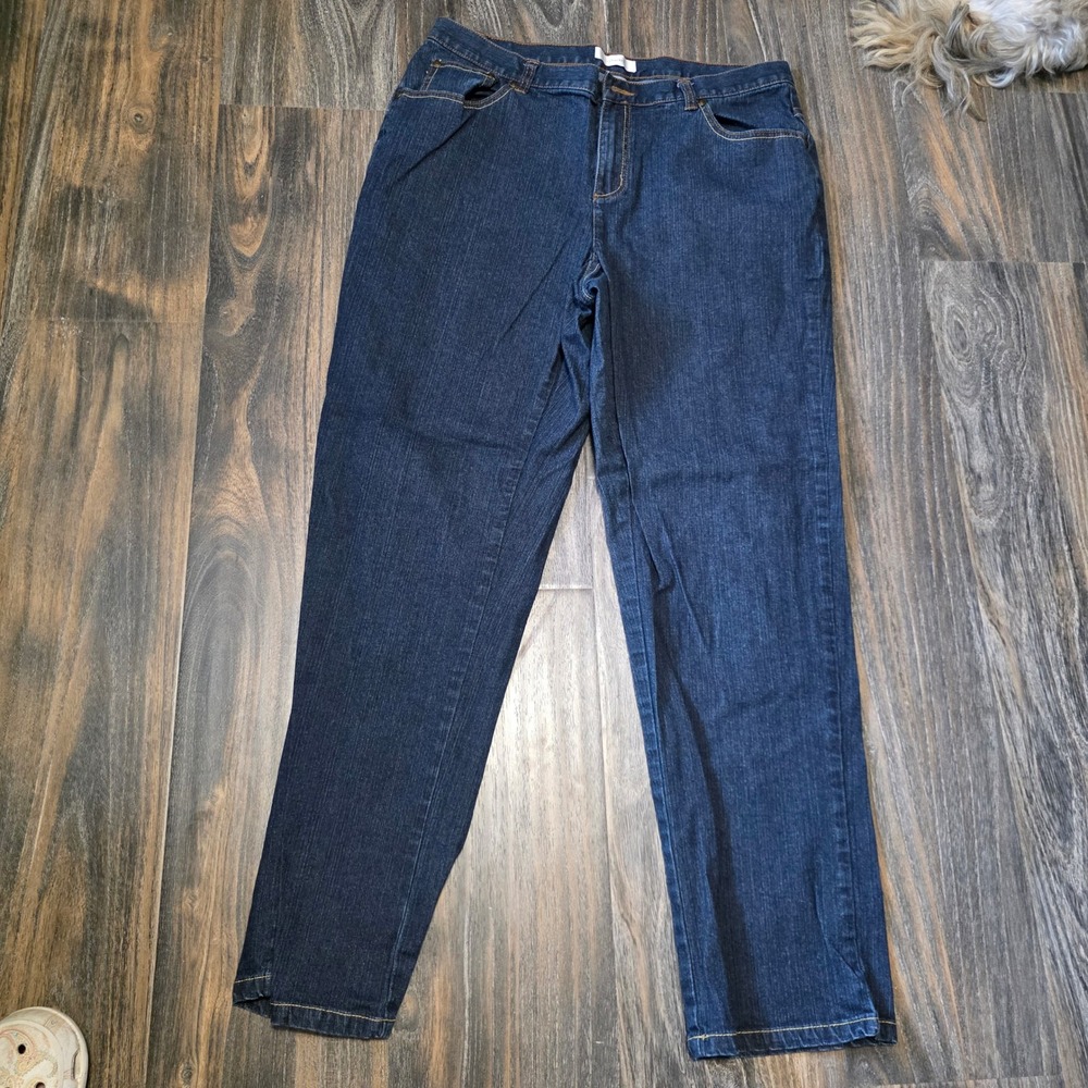 CJ Banks Womens 14W Dark Wash Straight Leg Jeans Stretch Denim Blue 04827-4318